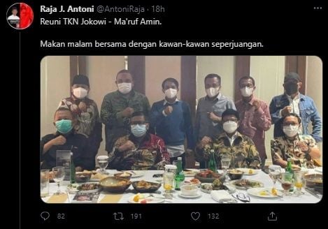 Reuni TKN Jokowi Dikritik Habis-habisan Soal Prokes. (Twitter/@AntoniRaja)