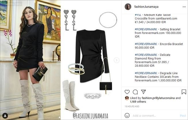 Detail harga OOTD Luna Maya, kalungnya Rp1,3 miliar. (Instagram/@fashion.lunamaya)