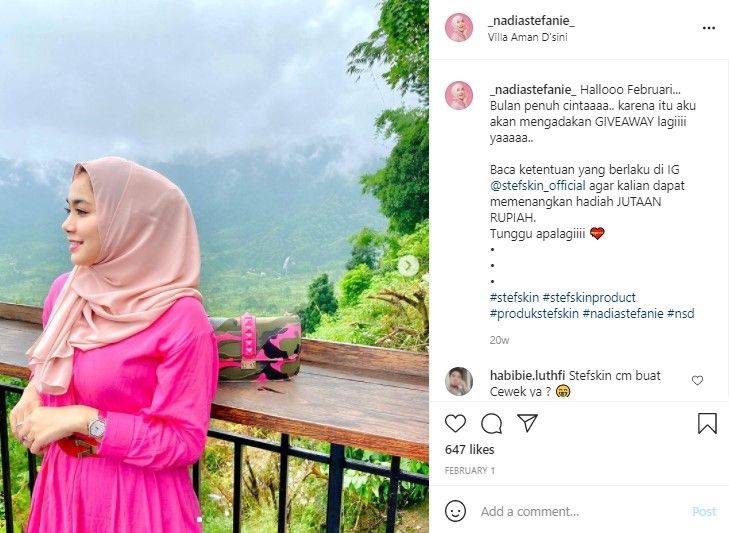 Potret terkini Nadia Stefanie. (Instagram/_nadiastefanie_)