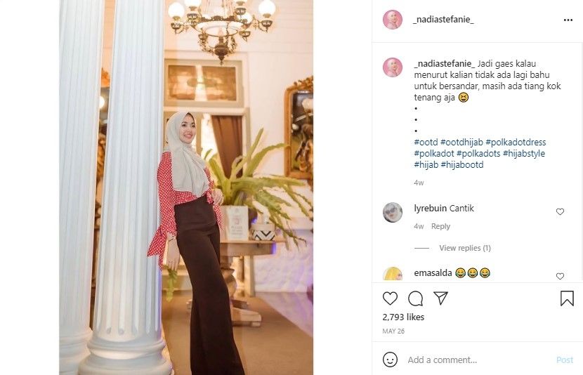 Potret terkini Nadia Stefanie. (Instagram/_nadiastefanie_)