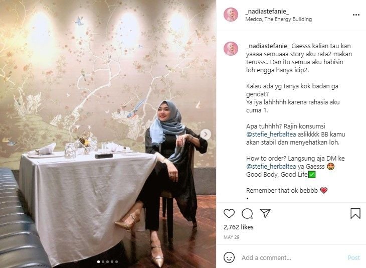 Potret terkini Nadia Stefanie. (Instagram/_nadiastefanie_)