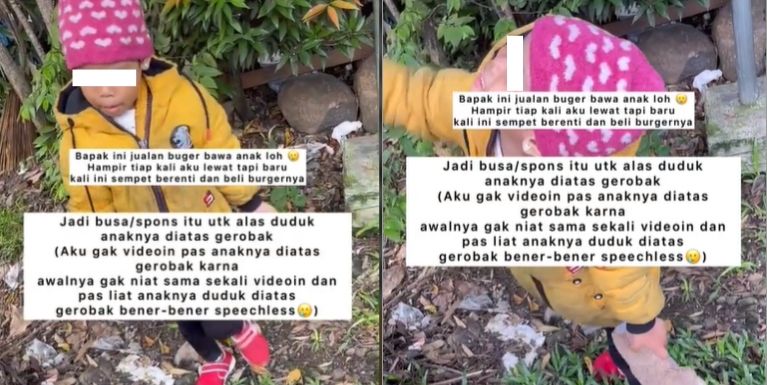 Penjual burger bawa busa setiap jualan demi anak viral (TikTok).