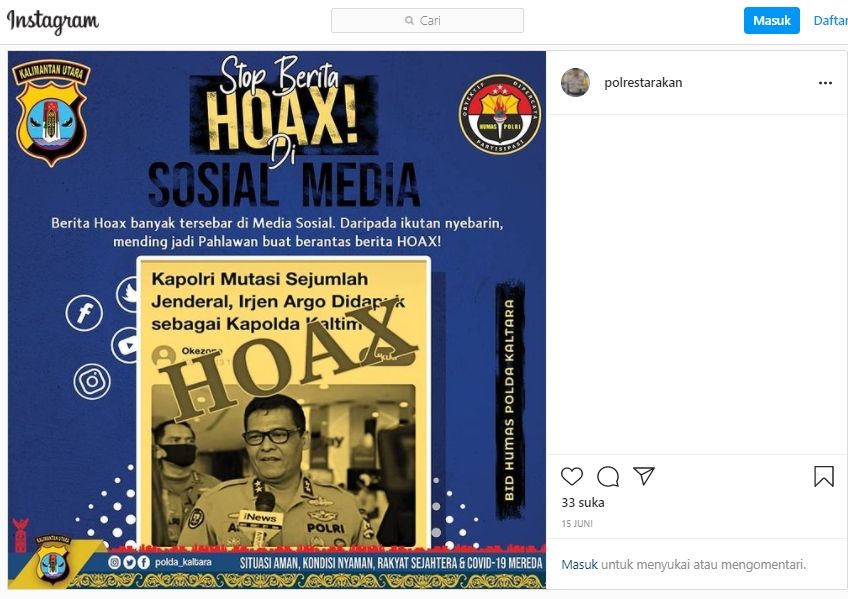 Benarkah Kapolri Memutasi Jendral-Jendral (Turnbackhoax.id)