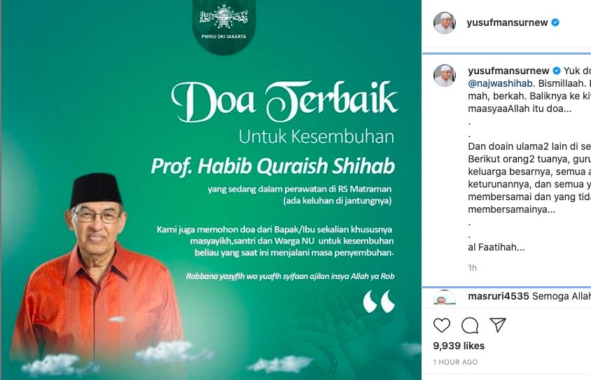 Doa bagi Prof Habib Quraish Shihab [Instagram]