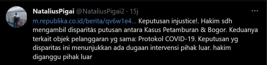 Natalius Pigai soal Habib Rizieq (Twitter).