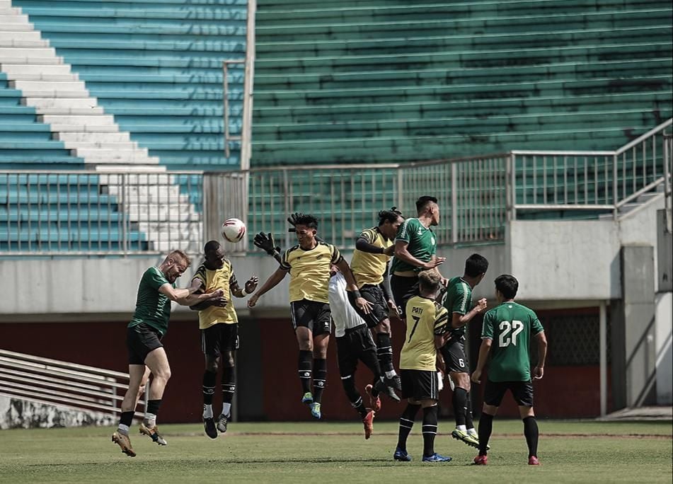 Pertandingan uji coba PSS Sleman vs AHHA PS Pati FC di Stadion Maguwoharjo, Sleman, Sabtu (26/6/2021). (Dok. PSS Sleman).