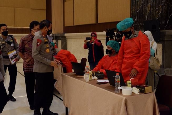 TNI-Polri menggelar acara 'Serbuan Vaksinasi Nasional TNI-Polri' di Sleman City Hall. (Istimewa/Sleman City Hall)