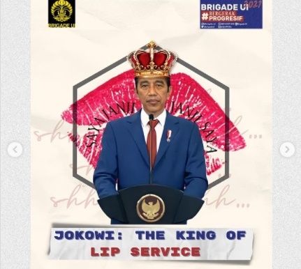 BEM UI Kritik Jokowi 'The King of Lip Service'. (Instagram/@bemui_official)