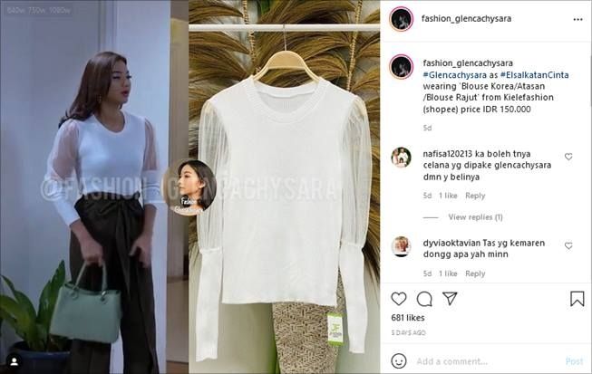 Glenca Chysara lagi-lagi tampil cantik memakai baju Rp150 ribu. (Instagram/@fashion_glencachysara)