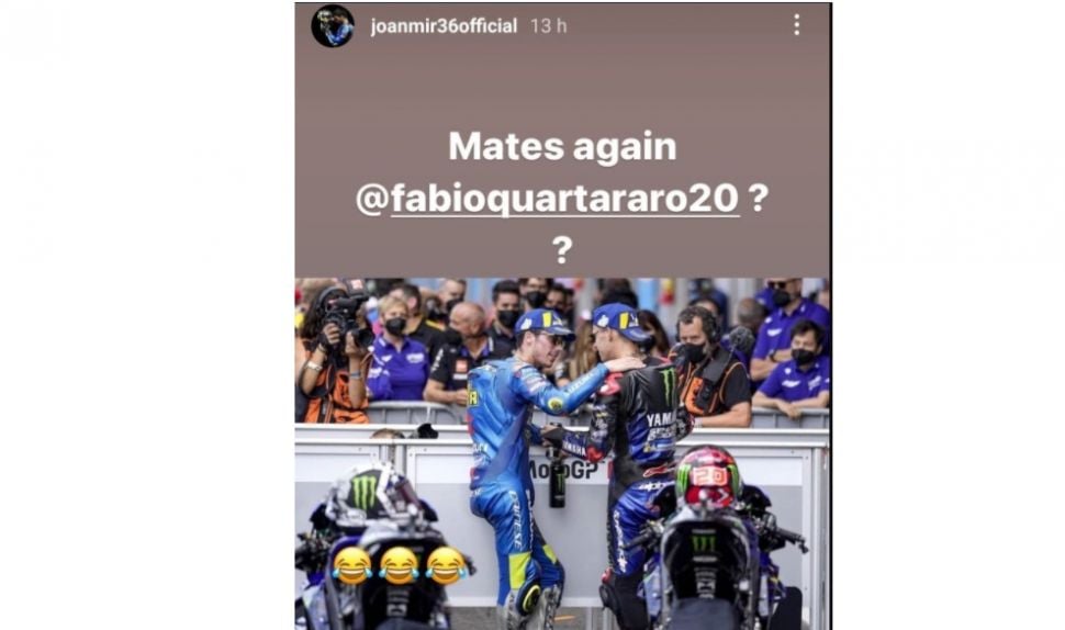 Joan Mir beri kode bekerja sama lagi dengan Fabio Quartararo (Instagram)