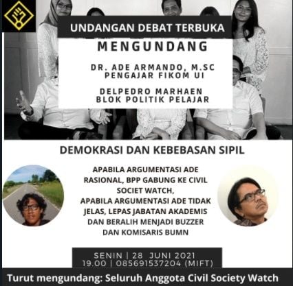 Ade Armando Diundang Debat Terbuka. (Instagram/@blokpolitikpelajar)