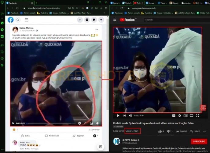 CEK FAKTA Video Sri Mulyani Pencitraan Suntik Vaksin Padahal Tak Ada Isinya. (Turnbackhoax.id)