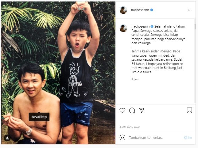 Ahok Ulang Tahun ke-55, Doa Sang Anak Agar Segera Pensiun Jadi Sorotan (Instagram).