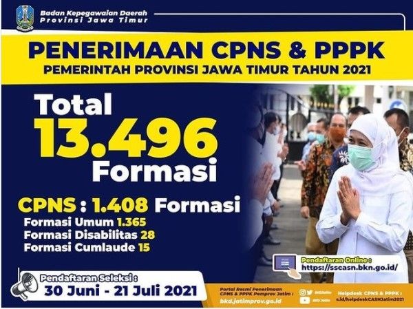 Penerimaan CPNS dan PPPK Pemprov Jawa Timur 2021. [Instagram/@khofifah.ip]