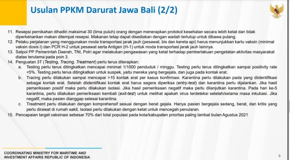 Draf usulan PPKM Darurat Jawa Bali. (tangkap layar)