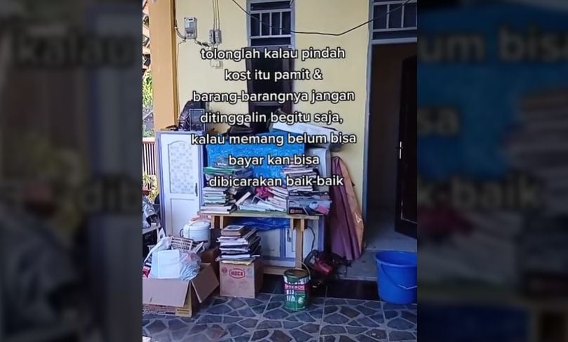 Drama Pemilik Kos Penghuni Kamar Pergi Tak Pamit, Barang Ditinggal Menumpuk Bak Gudang (TikTok).