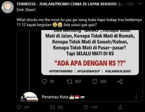 Viral Sender Curhat Syok Medsos Ayah Penuh Konspirasi Kejam Covid-19. (Twitter/@tubirfess)