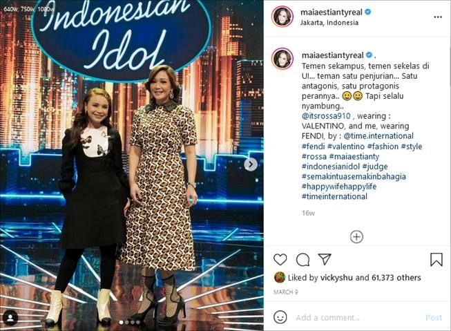 Potret Maia Estianty memakai dress Fendi seharga Rp47,7 juta saat menjadi juri "Indonesian Idol". (Instagram/@maiaestiantyreal)