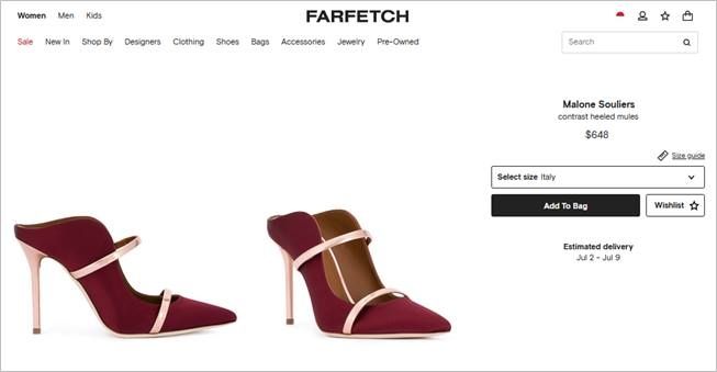 Detail merek dan harga sepatu Kahiyang Ayu. (www.farfetch.com)