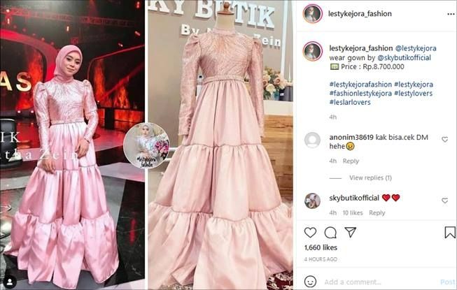 Harga gaun cantik Lesti Kejora saat konser "Leslar Pemimpinmu". (Instagram/@lestykejora_fashion)
