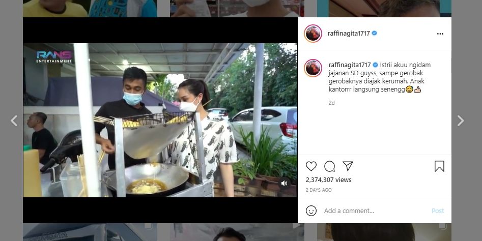 Nagita Slavina Masak Telur Gulung di Gerobak, Ekspresi Penjualnya Jadi Sorotan. (Instagram/@raffinagita1717)