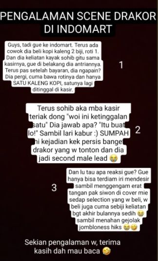 Viral Cewek Cerita Pengalaman Baper Bak Scene Drakor. (Twitter/@beritanyarl)