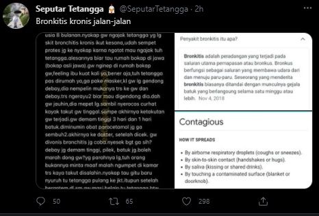 Viral Tetangga Bronkitis Kronis Diajak Jalan-jalan, Ngumpet saat Tularkan Penyakit. (Twitter/@SeputarTetangga)