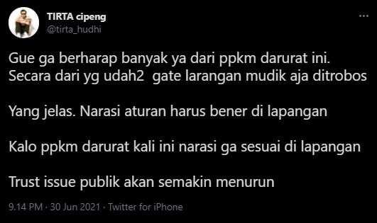 Cuitan dr Tirta. (Twitter/tirta_hudhi)