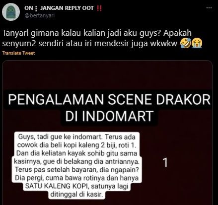 Viral Cewek Cerita Pengalaman Baper Bak Scene Drakor. (Twitter/@beritanyarl)