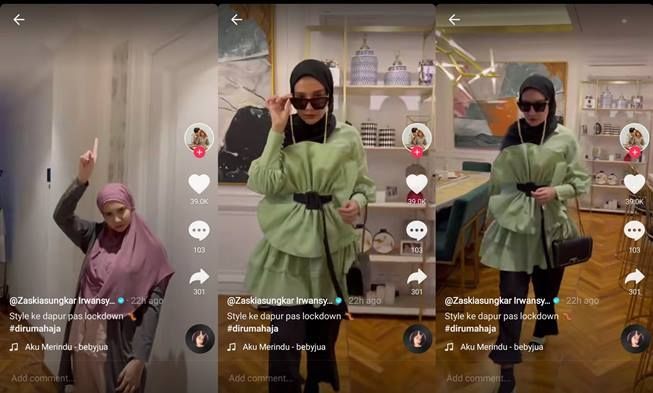 Video OOTD Zaskia Sungkar buat pergi ke dapur. (TikTok/@zaskirwan15)