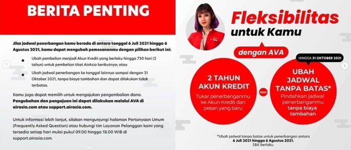 AirAsia Setop Seluruh Penerbangan Sampai Agustus. (Instagram/@airasiatravels_id)