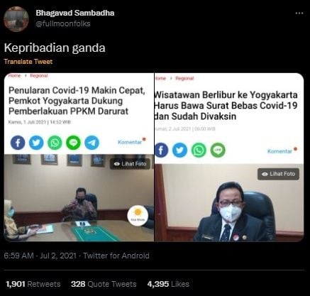 Pemkot Yogyakarta Dukung PPKM Darurat Tapi Terima Wisatawan, Publik