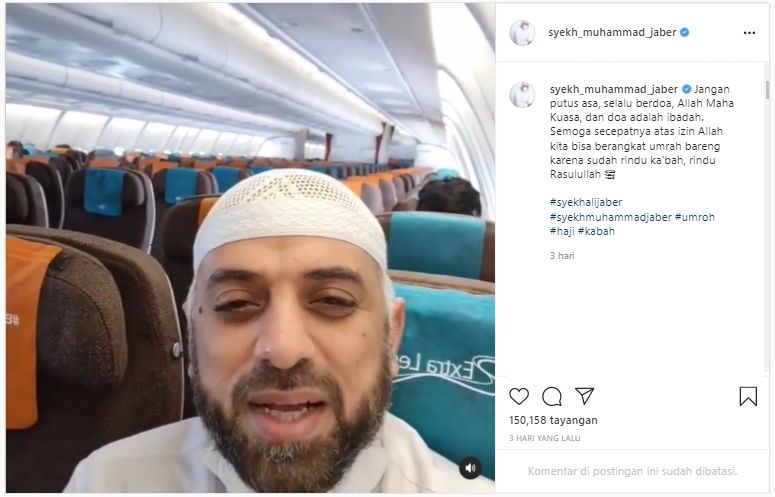 Syekh Muhammad Jaber terharu ingat soal umrah (Instagram).