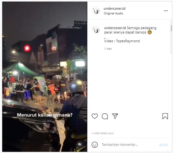 Viral Warung Pecel Lele Pinggir Jalan Didatangi Aparat, Langsung Jadi Tontonan Warga (Instagram/undercover.id).