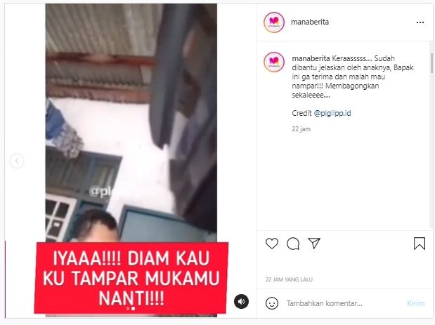 Viral Bapak Marah-marah ke Kurir Paket, Ancam Tampar Anak Pas Diingatkan (Instagram/manaberita).