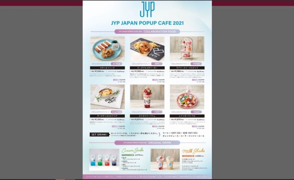 Menu di Japan Popup Cafe (Koreaboo)