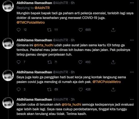 Viral Dokter Cerita Kronologi Tak Lolos Penyekatan PPKM Darurat. (Twitter/@AdlhiTR)