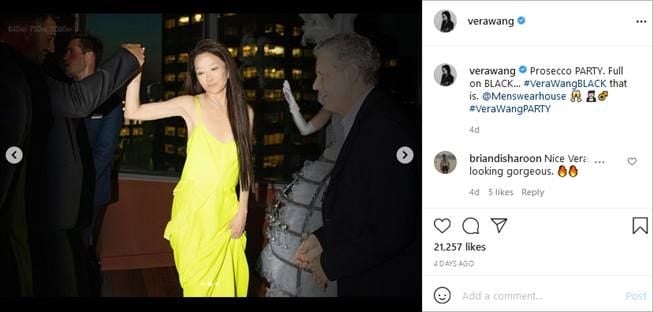 Potret Vera Wang saat merayakan ulang tahun ke-72. (Instagram/@verawang)