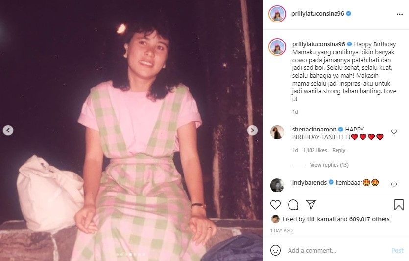 Potret masa muda ibunda Prilly Latuconsina. (Instagram/prillylatuconsina96)