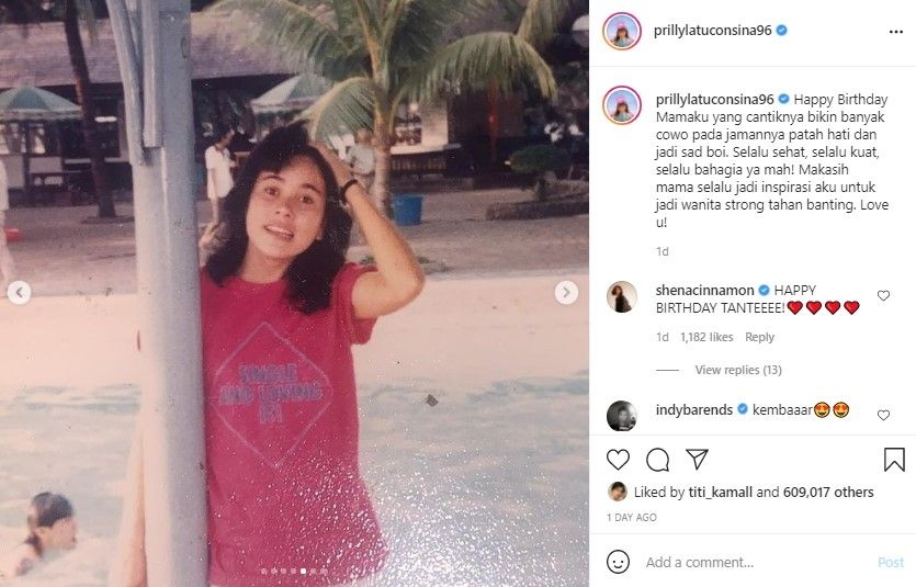 Potret masa muda ibunda Prilly Latuconsina. (Instagram/prillylatuconsina96)