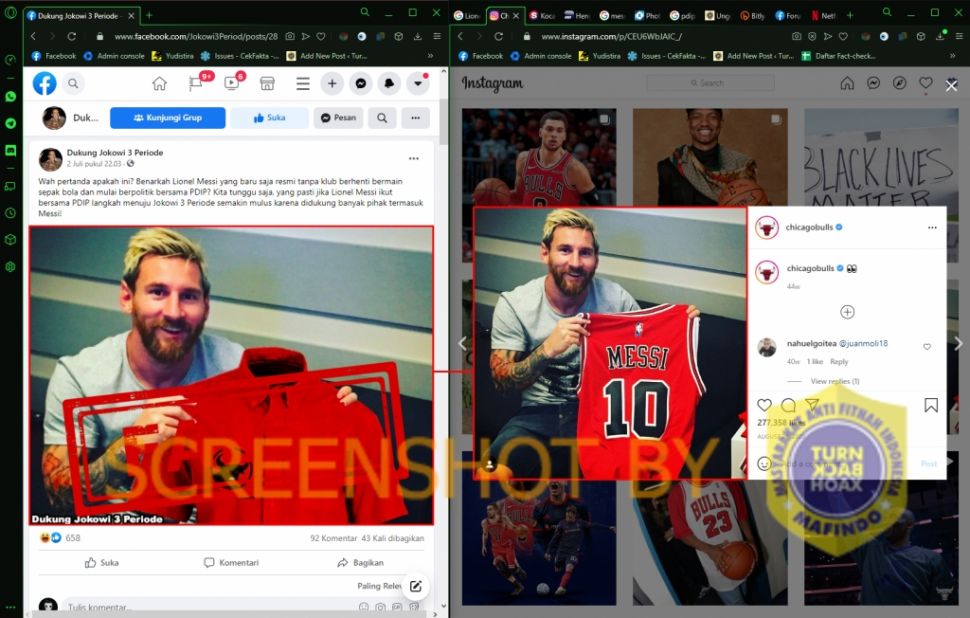 Fakta Lionel Messi pamerkan foto seragam PDI Perjuangan (Turnbackhoax.id)