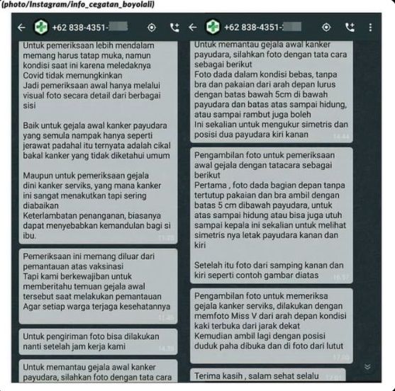 Modus Baru Minta Foto Bugil Berdalih Pemeriksaan Kanker Payudara dan Serviks. (Twitter/@Tubirfess)