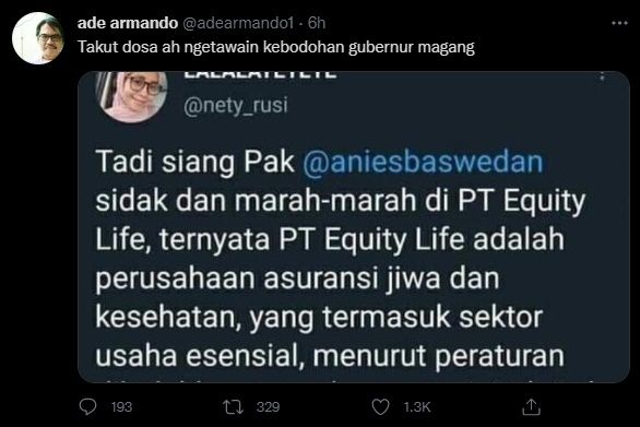 Ade Armando Sentil Anies Baswedan. (Twitter/@adearmando1)