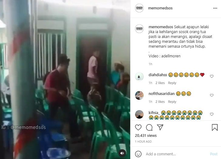 Viral Anak Rantau Berlari sampai Tiba di Depan Peti Jenazah Orang Tua. (Instagram/@memomedsos)