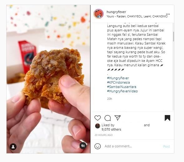 Sambal nusantara KFC Indonesia (Instagram @hungryfever)
