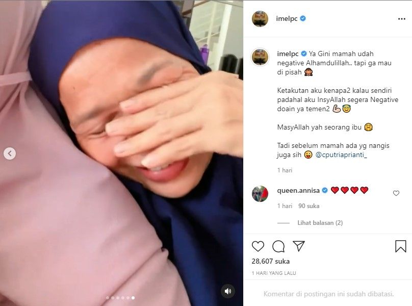 Ibunda Imel tidak mau dipisah dari putrinya (Instagram)