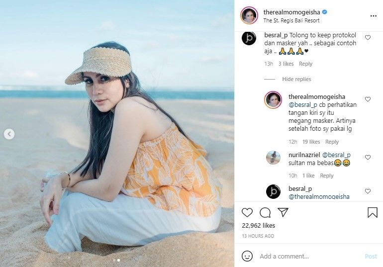 Potret Momo Geisha liburan ke Bali. (Instagram/therealmomogeisha)