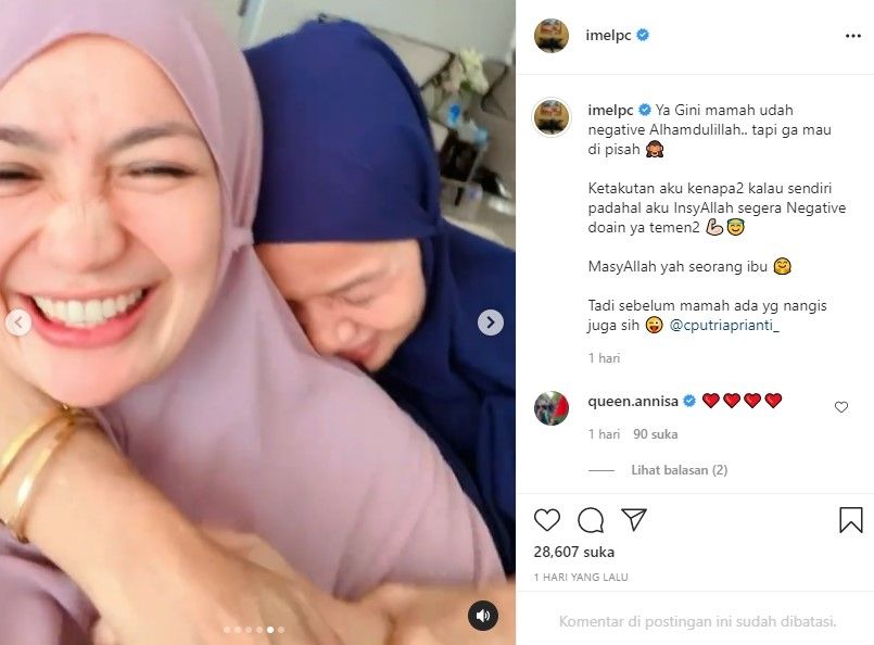 Ibunda Imel tidak mau dipisah dari putrinya (Instagram)
