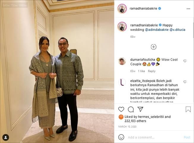 Gaya Nia Ramadhani dan Ardi Bakrie dalam berbagai kesempatan. (Instagram/@ramadhaniabakrie)