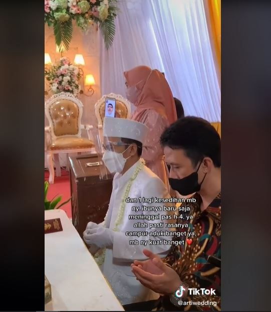 Viral Pengantin Positif Covid-19, Akad Nikah Terpaksa Digelar Virtual (tiktok.com/@artiwedding)